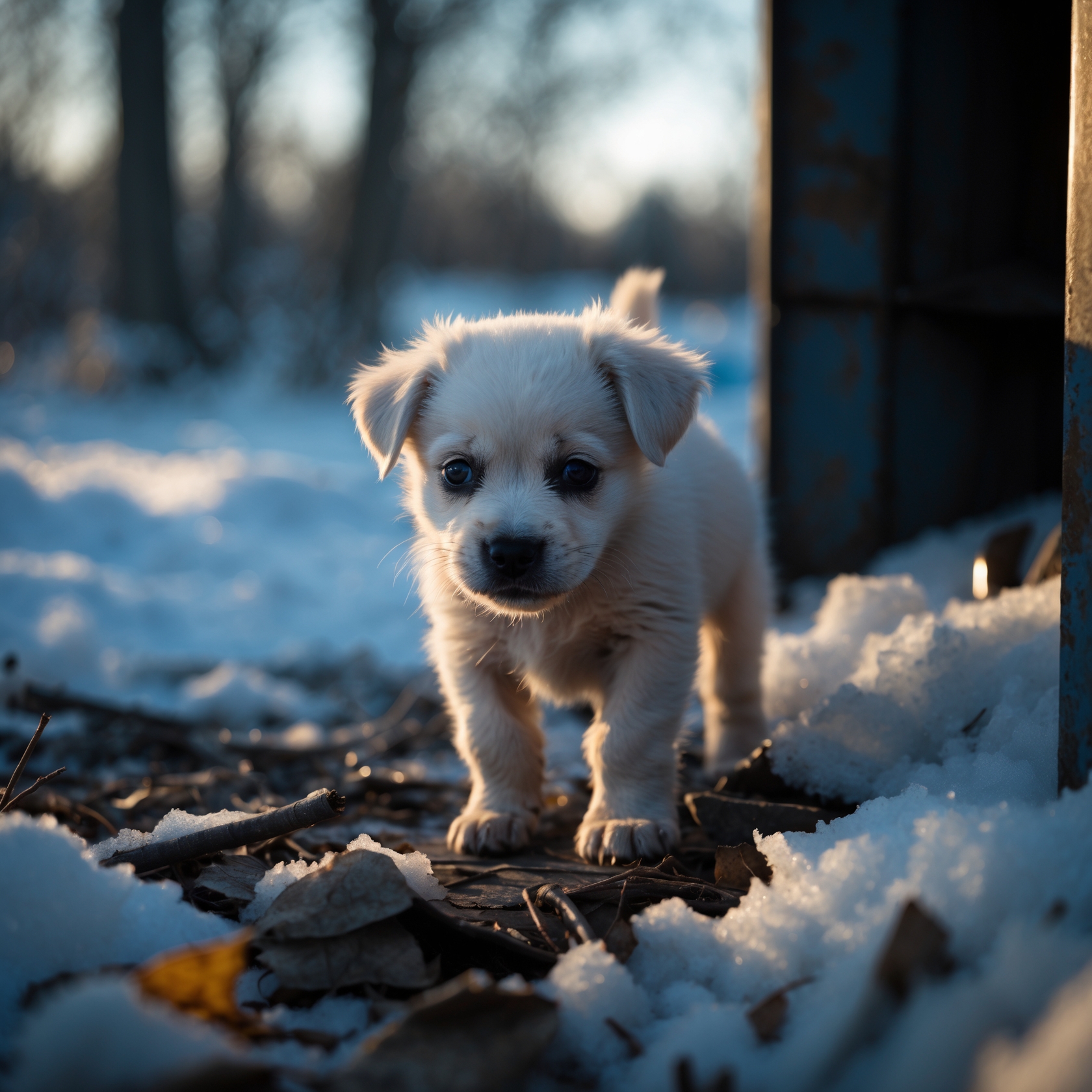 A tiny, abandoned puppy found in a cardboard box beside a dumpster, a hopeful beginning to a miraculous rescue.