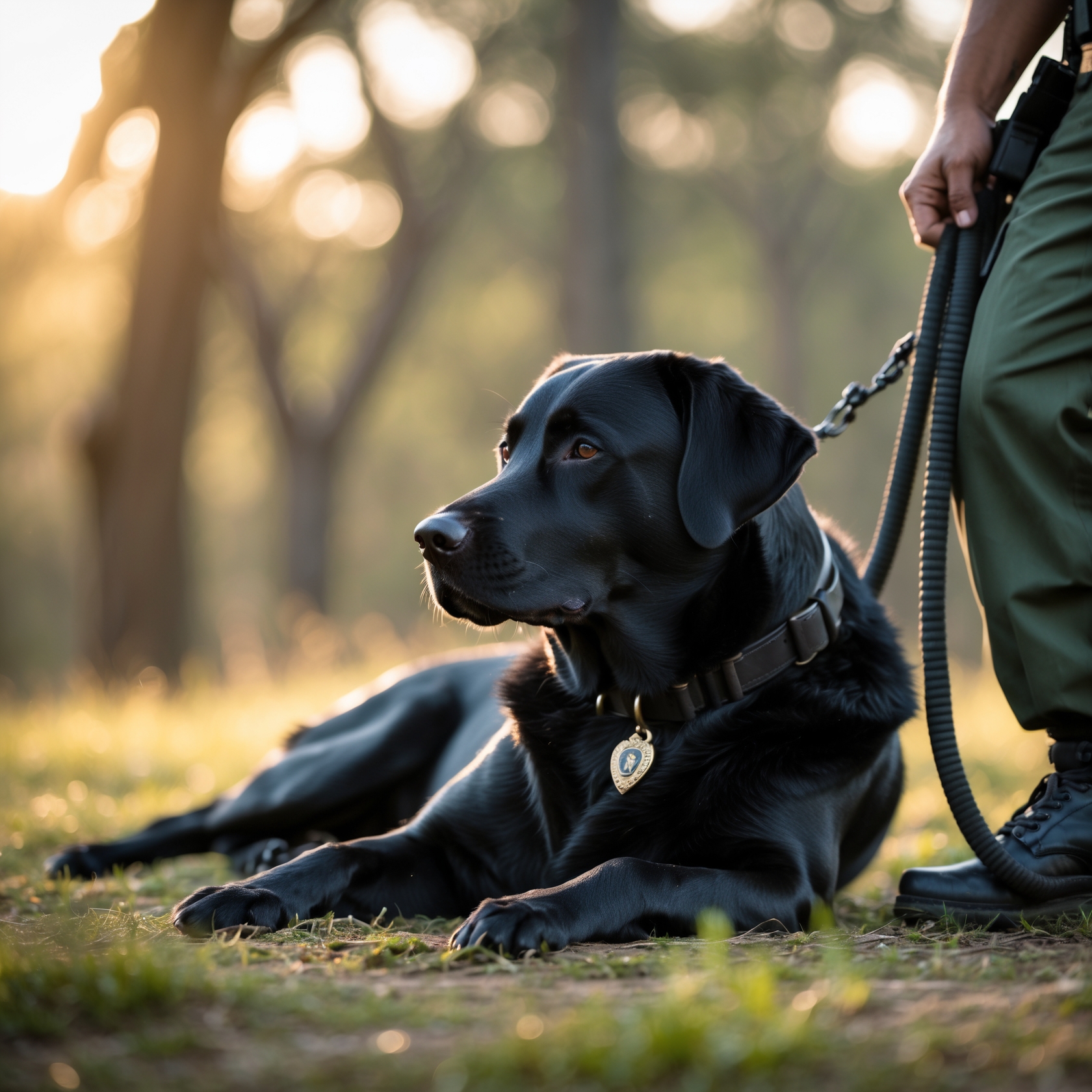 K9 Luna and her handler enjoying a quiet moment, symbolizing the healing power of their bond.