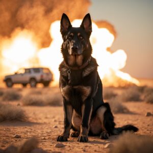 Max’s sharp instincts save his platoon, sitting stoically before an IED, his loyalty shining in the face of danger.