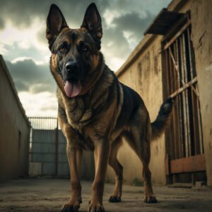 K9 Storm detecting the faint scent of explosives, a moment of tension and bravery.