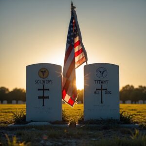 The final resting place of Sergeant Clark and Titan, a symbol of their unbreakable bond, honored with a single flag and eternal gratitude.