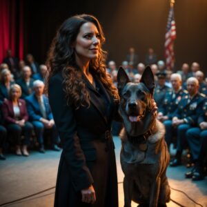Emily and Bailey, the Belgian Malinois, sharing their story of love and resilience with veterans and families, a lasting impact on all who hear it.